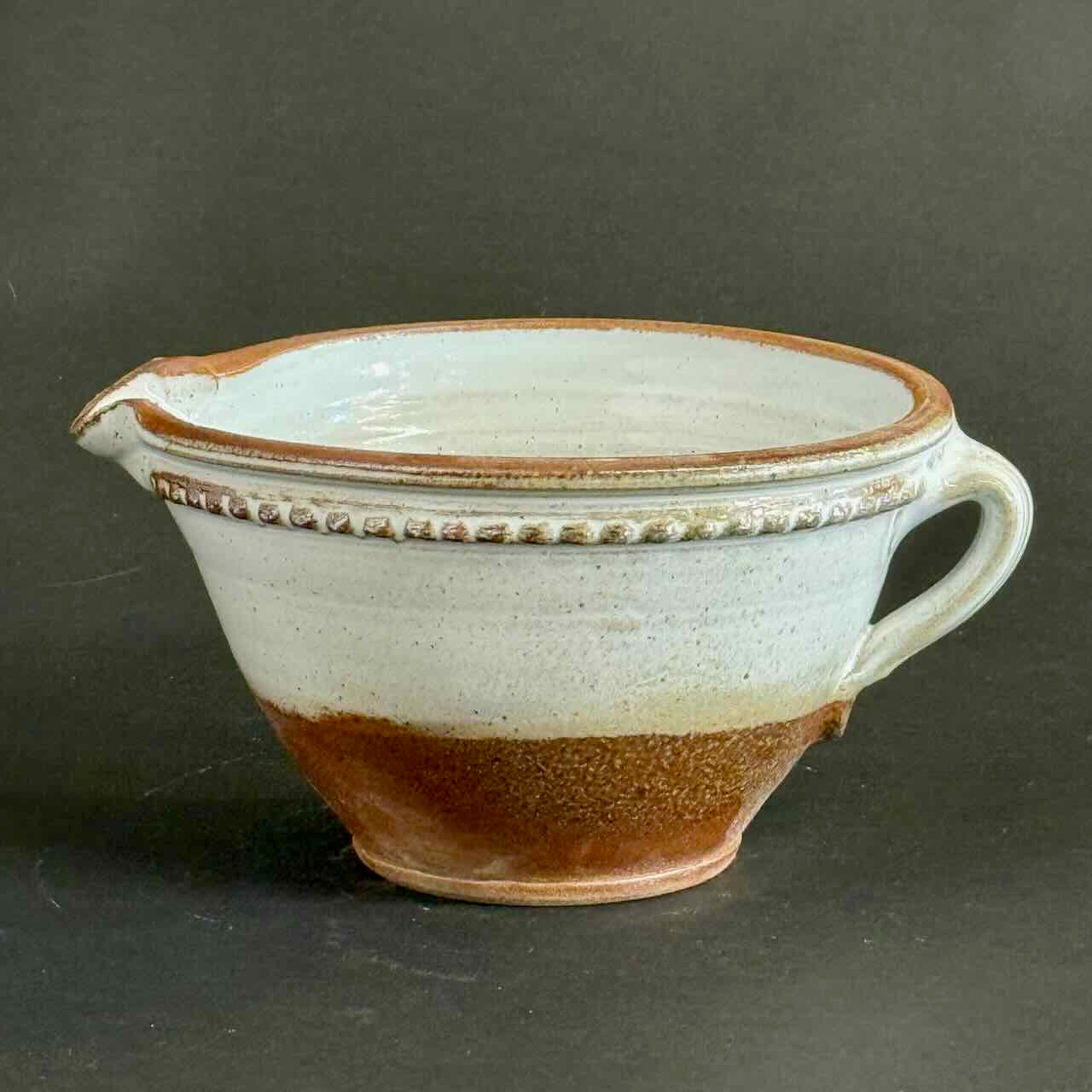 Soda Fired Batter Bowl, One of a Kind, Beaded Rim