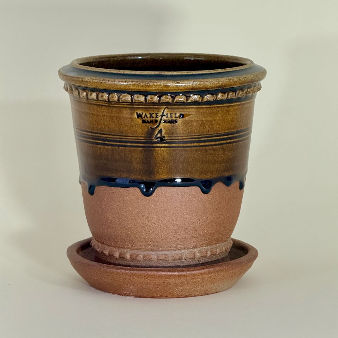 Soda Fired Anduze Urn with Attached Saucer