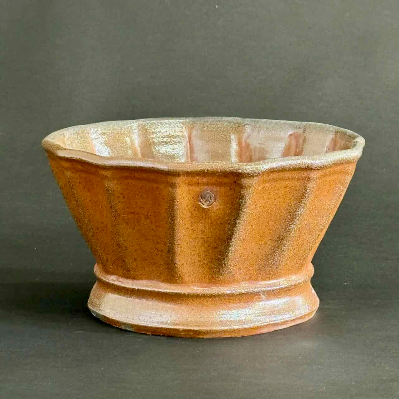 Soda Fired Faceted Paperwhite Flowerpot, One of a Kind, Natural Soda, No Saucer