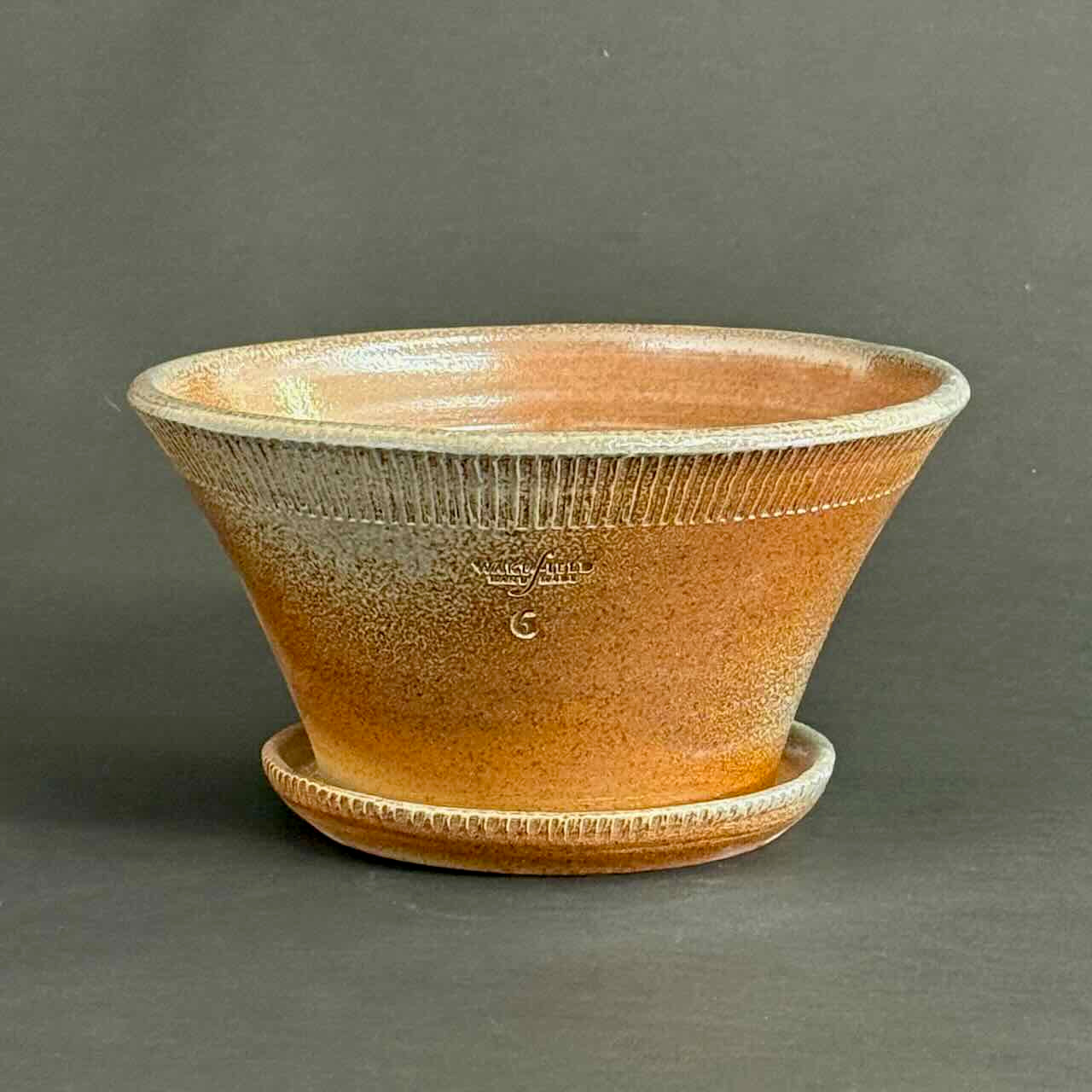 Soda Fired #6 Farnham Paperwhite Pot with Attached Saucer