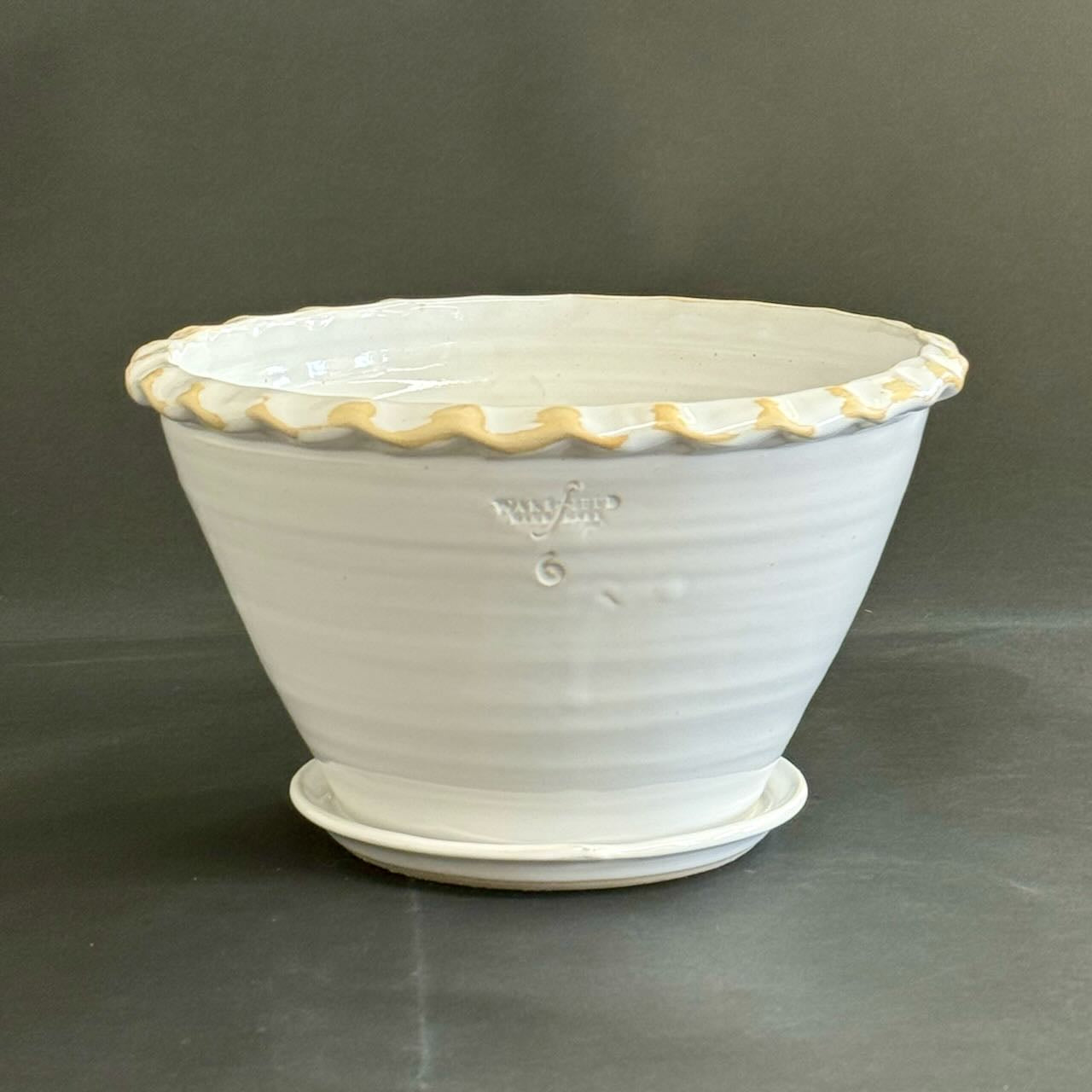 Pie Crust Rim Bowl with Attached Saucer