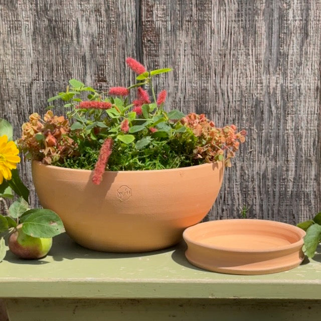Tazza Bowl with Pedestal Saucer, Terra Rosa Clay