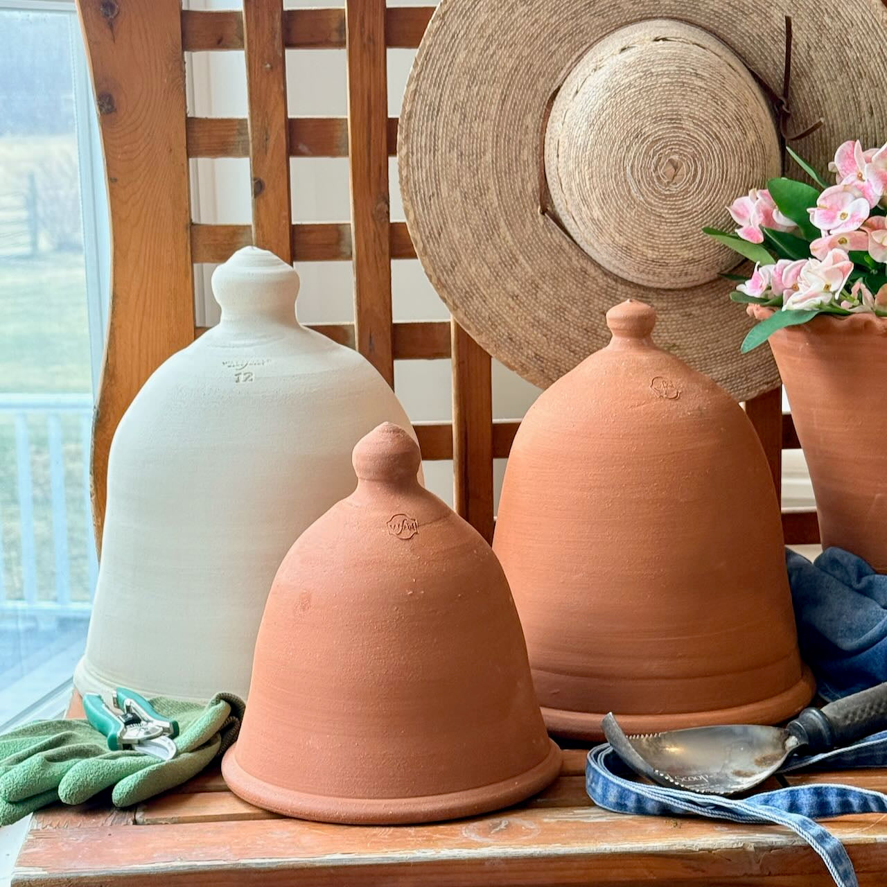 Garden Cloche, Natural White Clay or Red Terra Cotta