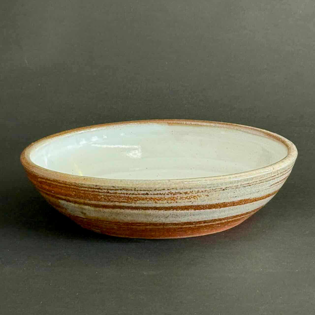Soda Fired Marbled Coupe Bowl, with Vanilla Bean Glazed Interior