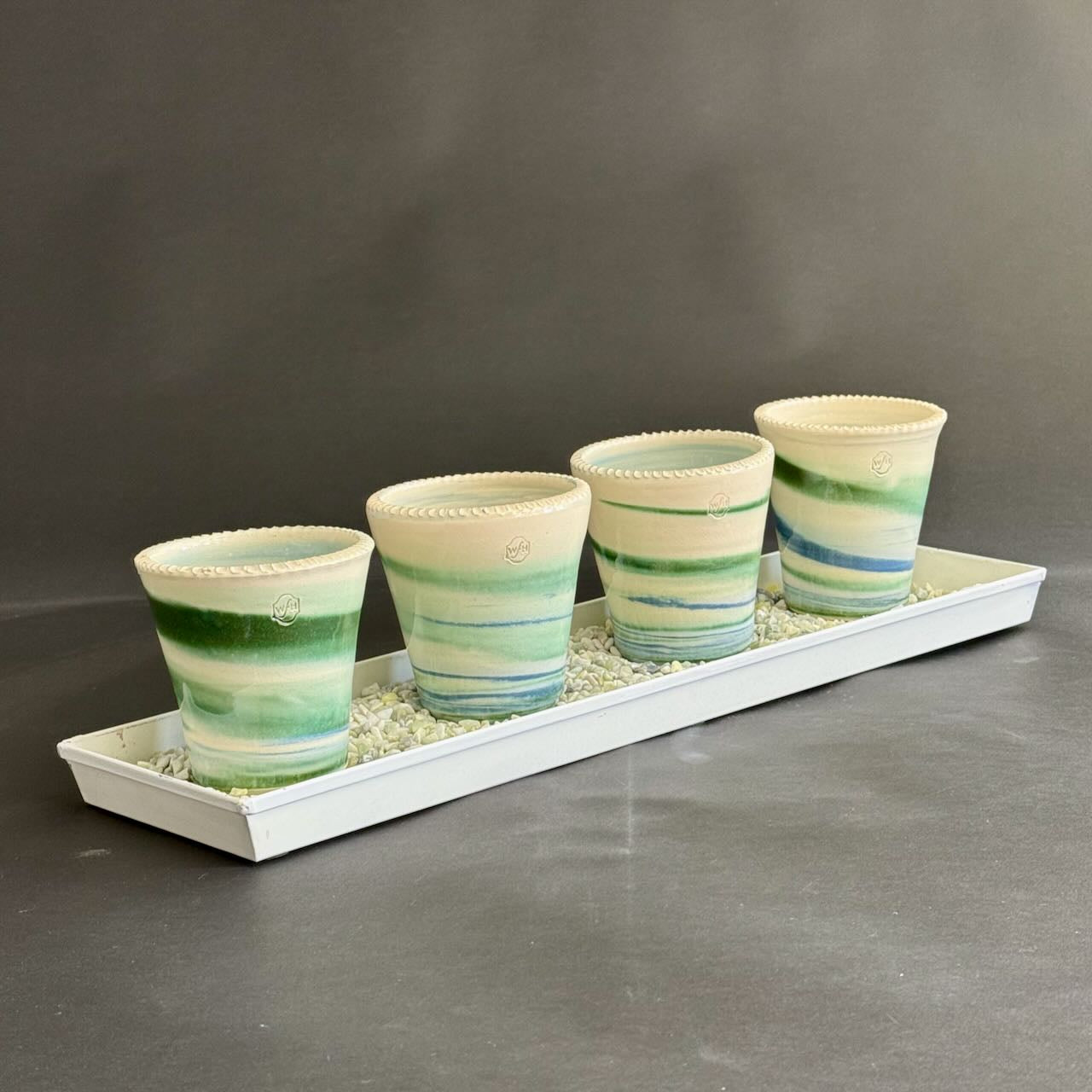 Aegean Drift Marbled Work Pots Set of 4