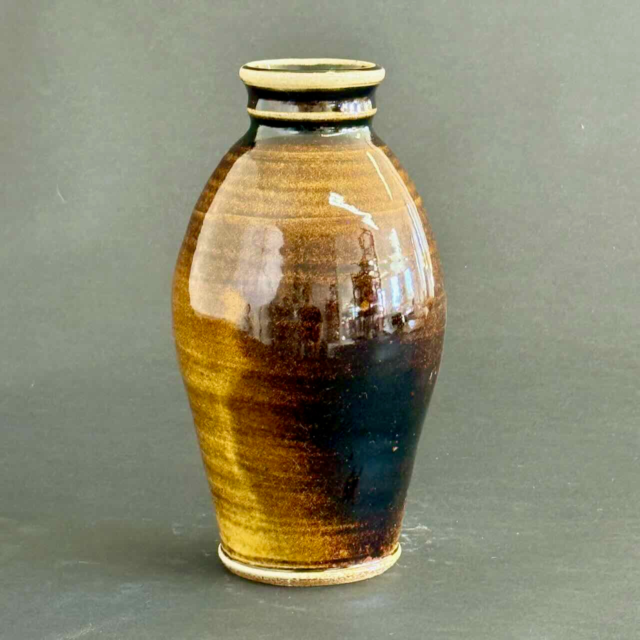 Soda Fired Koryo Vase, One of a Kind, Amber Glaze