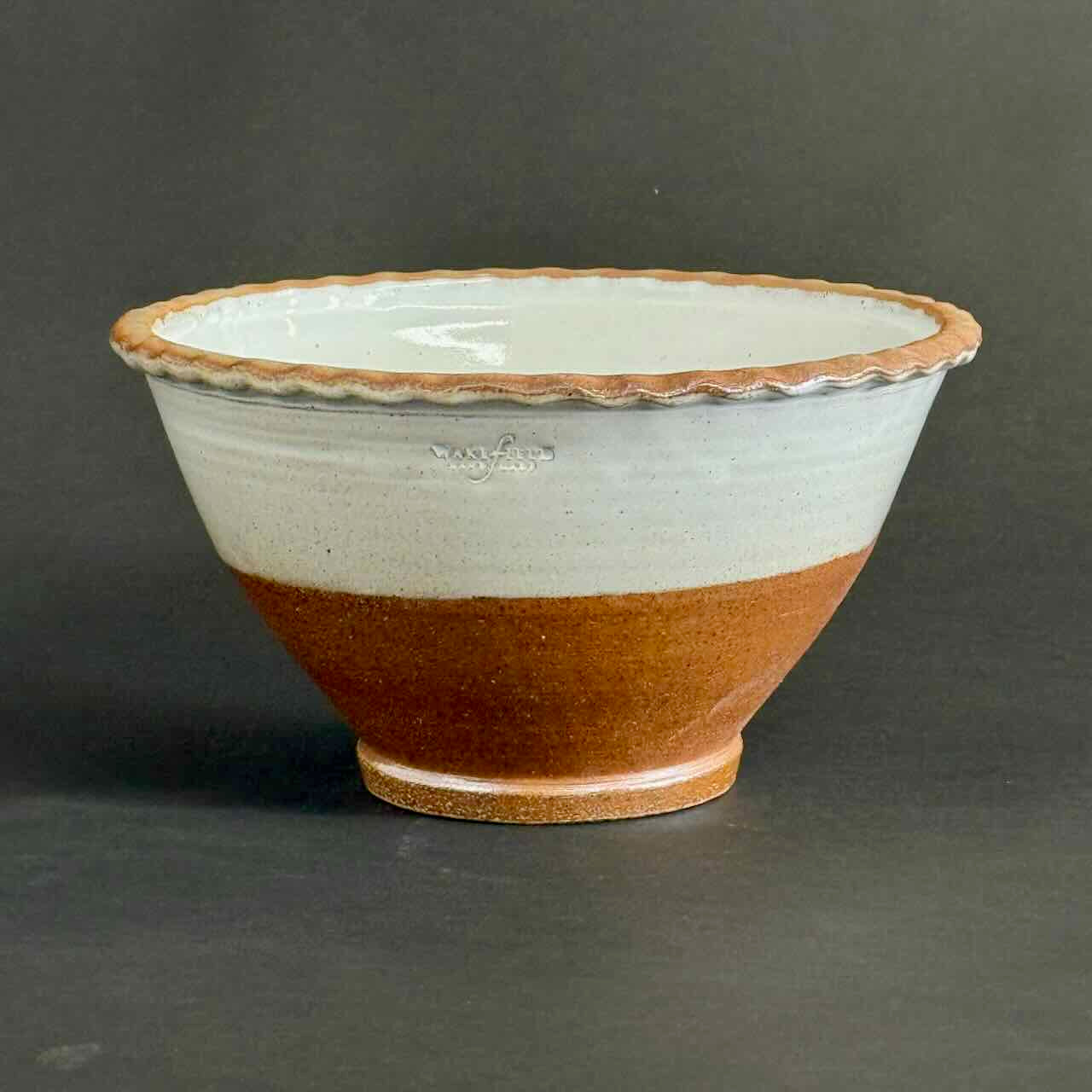 Large Mixing Bowls, Soda Fired with Pie Crust Rim
