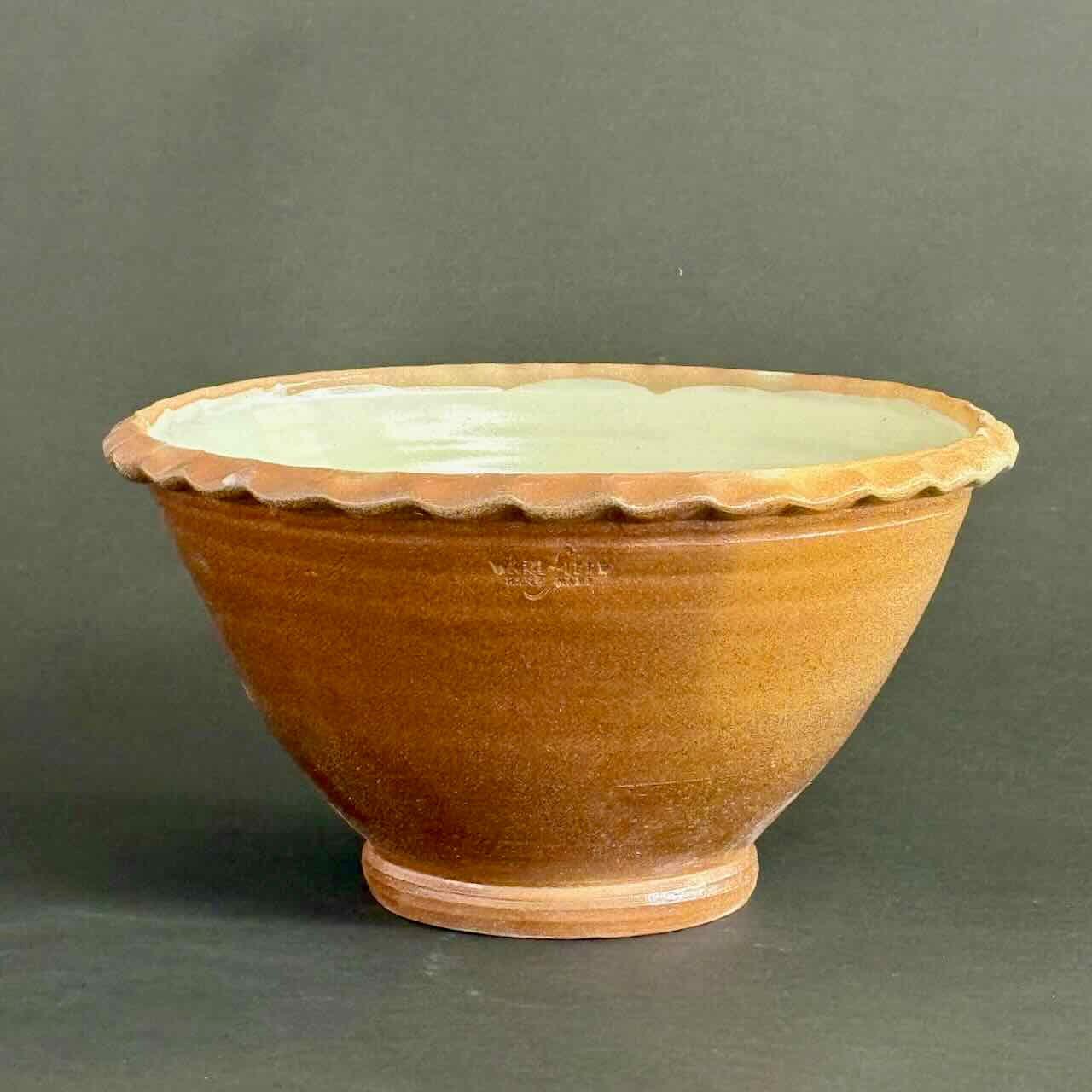 Large Mixing Bowls, Soda Fired with Pie Crust Rim
