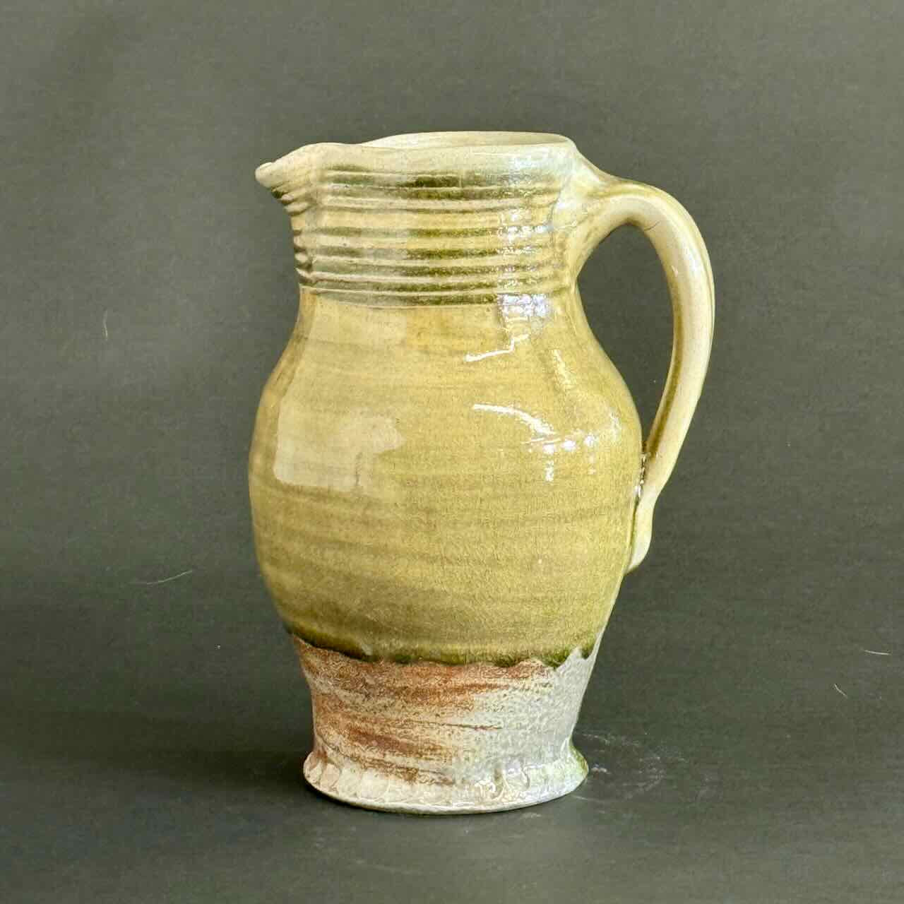 Soda-Fired Pitcher, Incised Rim, Ash Glaze