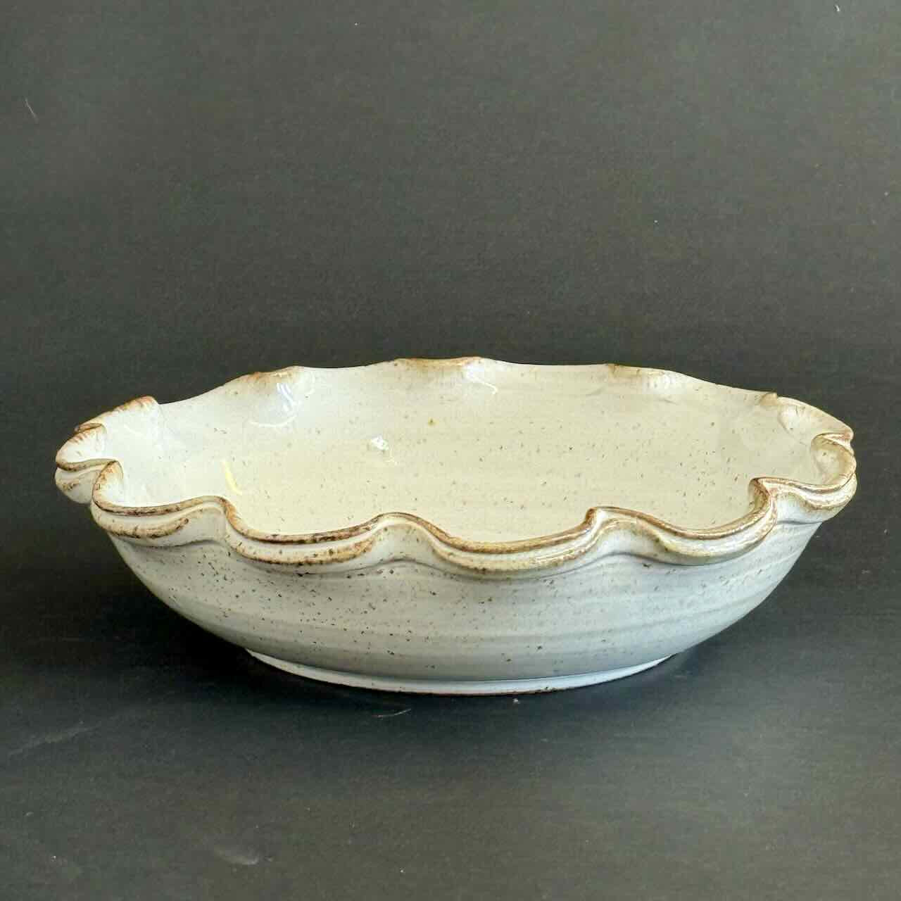 Split Rim Scalloped Pasta Bowl, Soda Fired Vanilla Bean Glaze