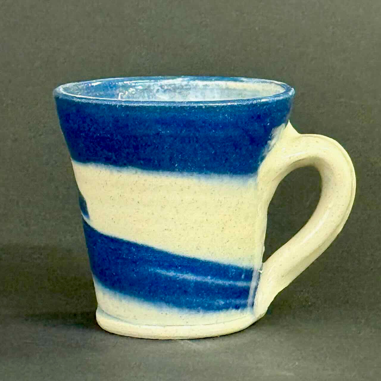 Deep Indigo and White Marbled Mugs