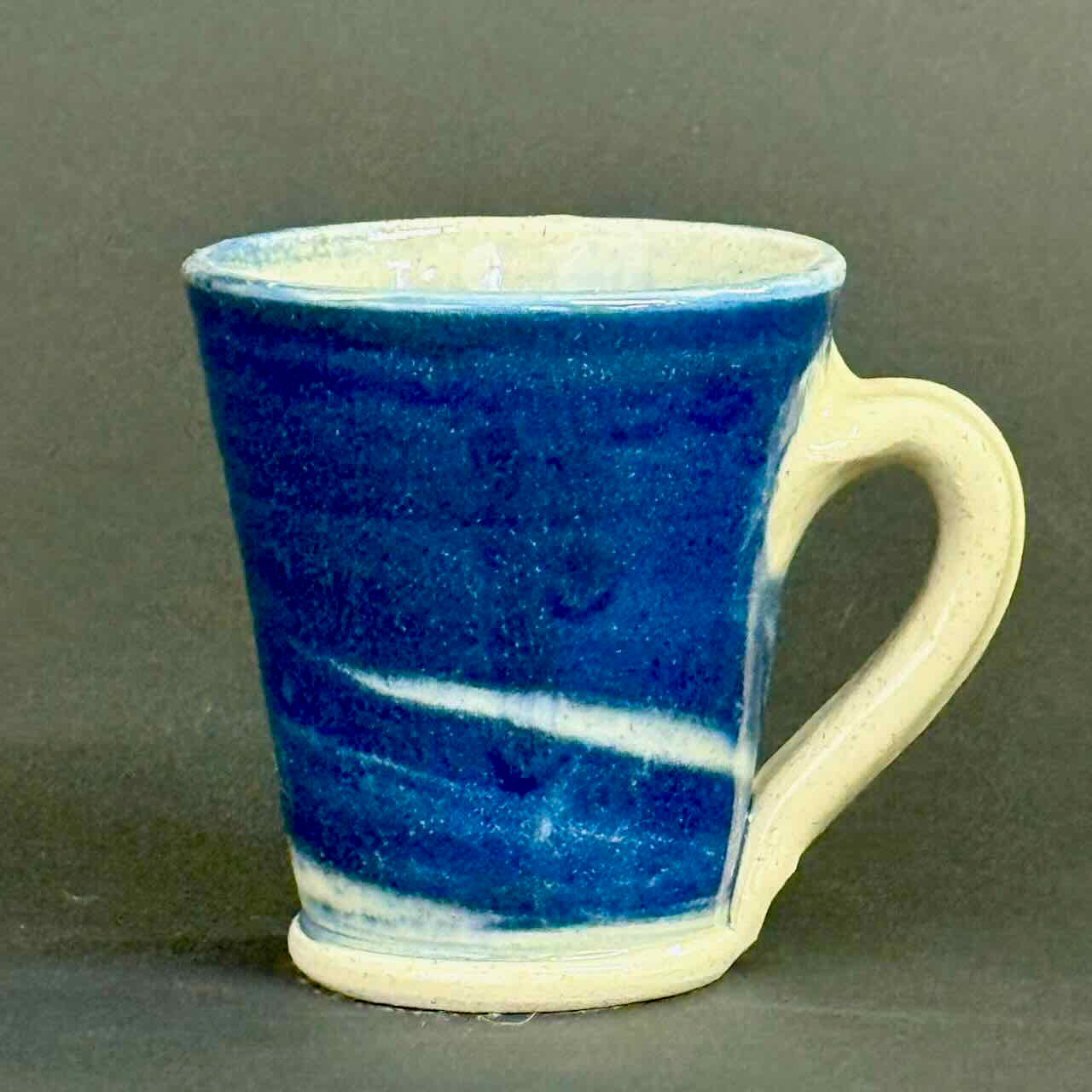 Deep Indigo and White Marbled Mugs
