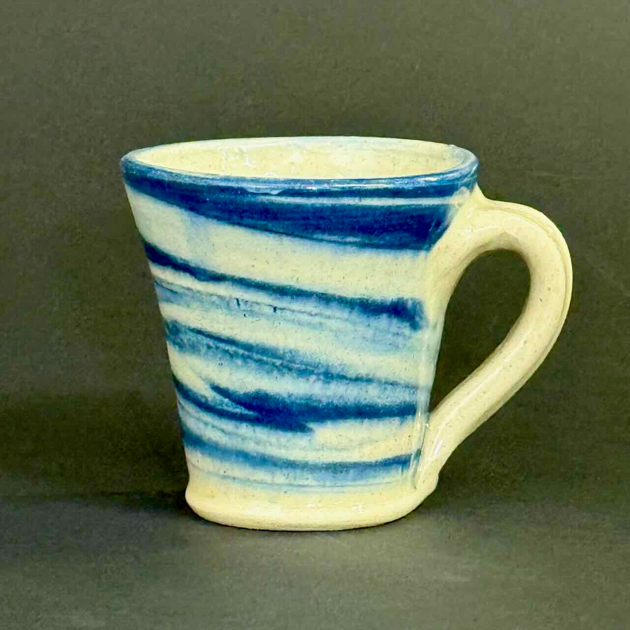 Deep Indigo and White Marbled Mugs