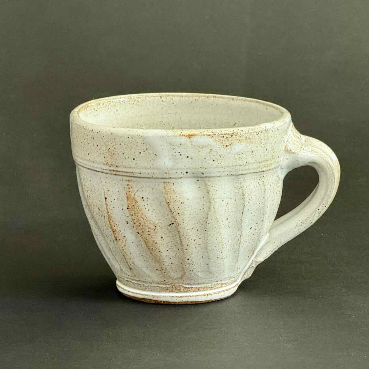 Soda Fired Stoneware mug with Soft Fluting, Vanilla Bean Glaze
