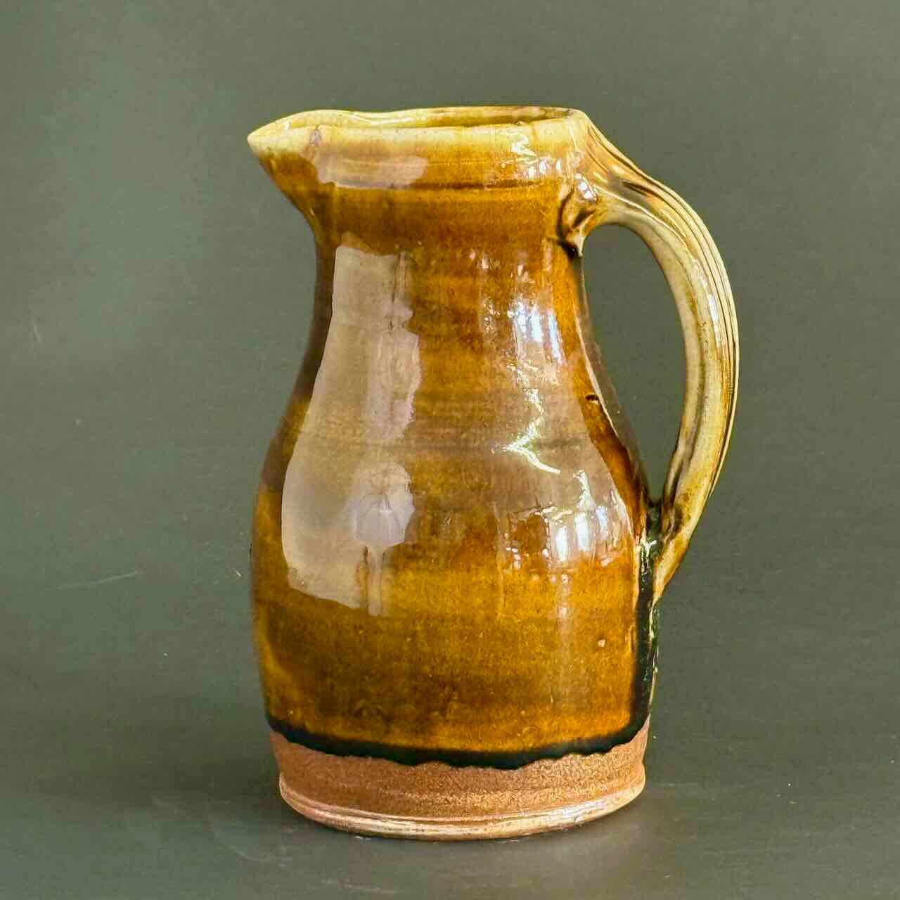 Baluster Jug, Soda-Fired, Amber Glaze over Marbled Stoneware