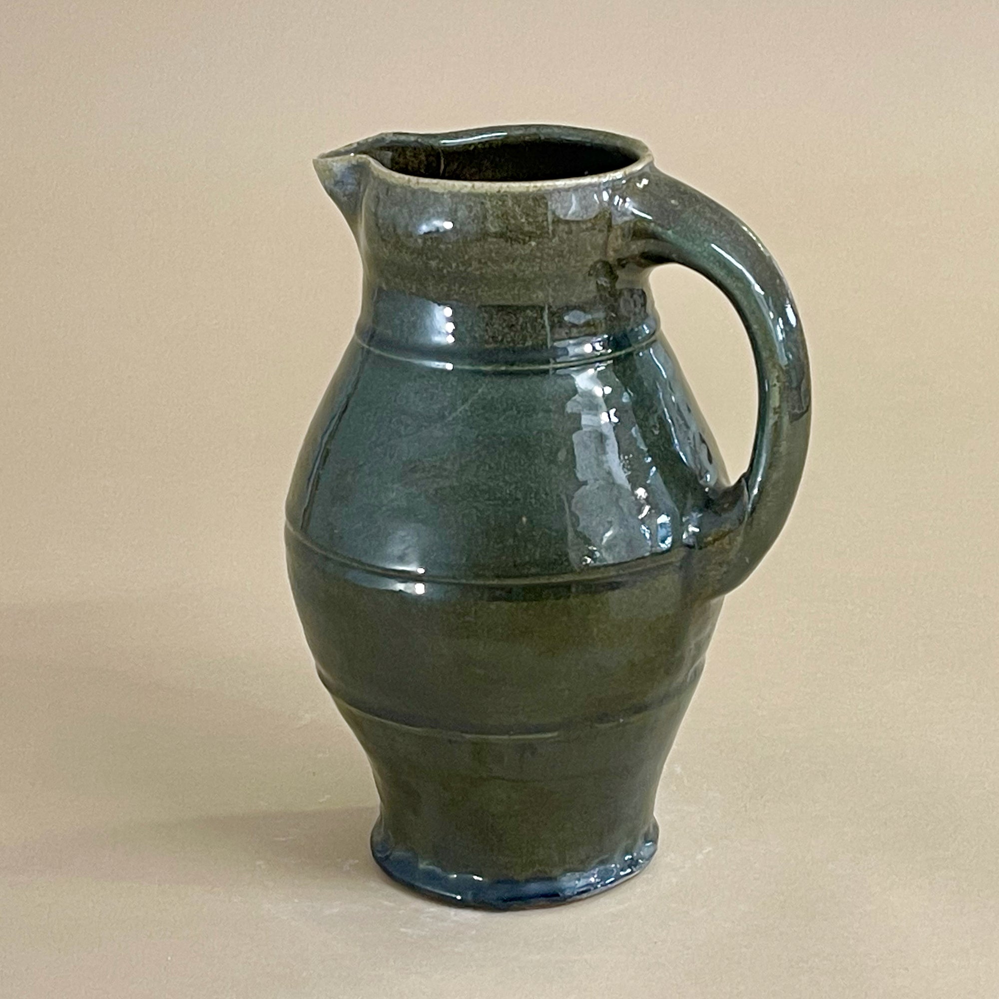 One of a Kind Soda-Fired Baluster Pitcher, Turquoise Glaze