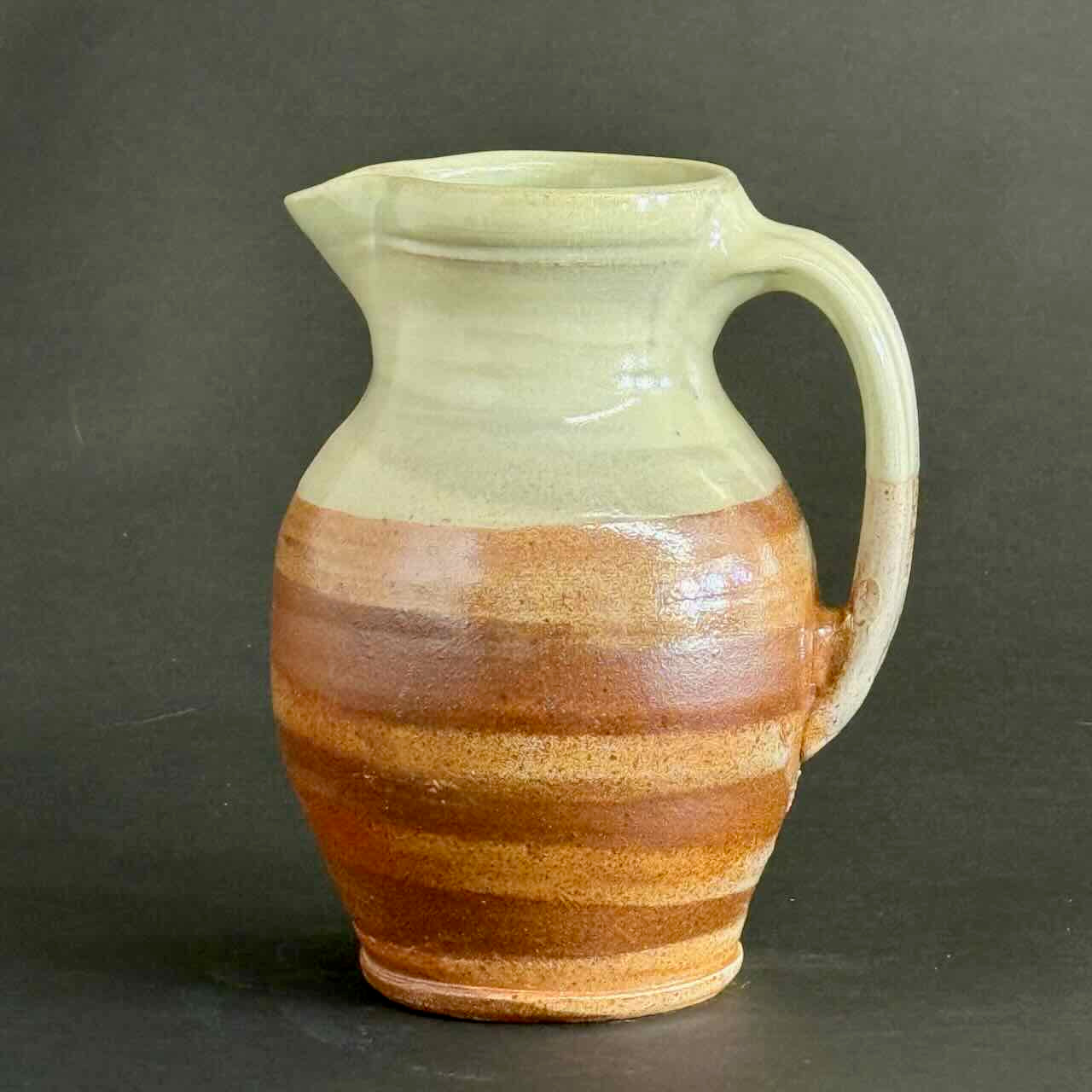 Soda-Fired Marbled Pitcher, One of a Kind, Celadon Glaze