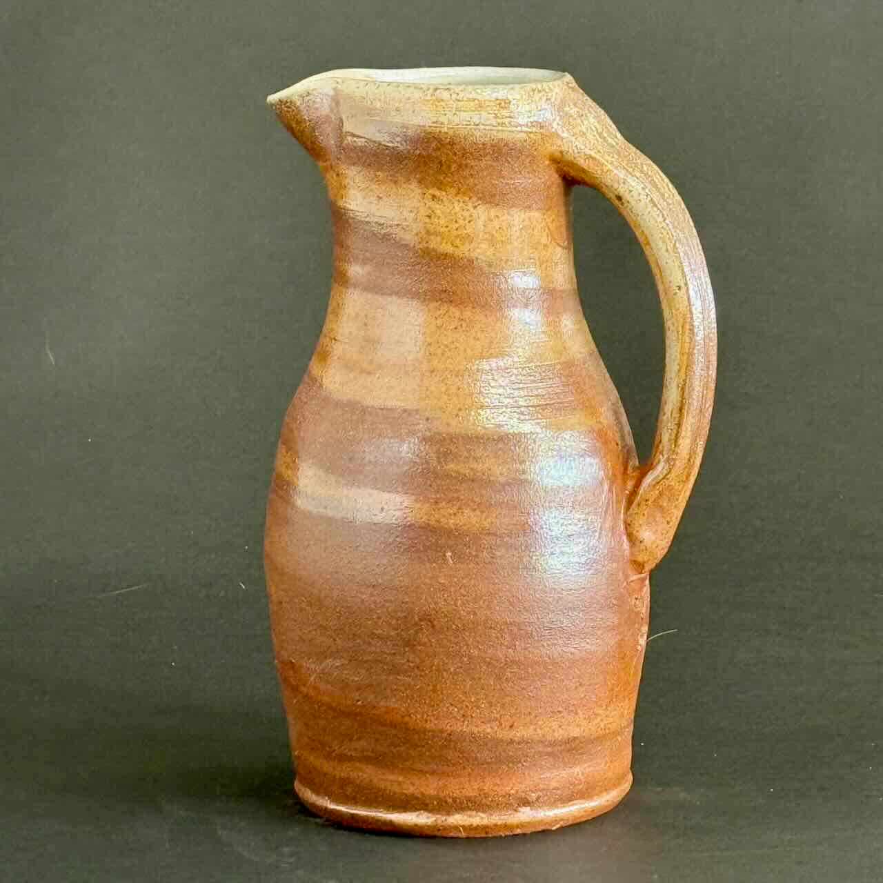 Soda-Fired Marbled Pitcher, One of a Kind, White Glaze Interior