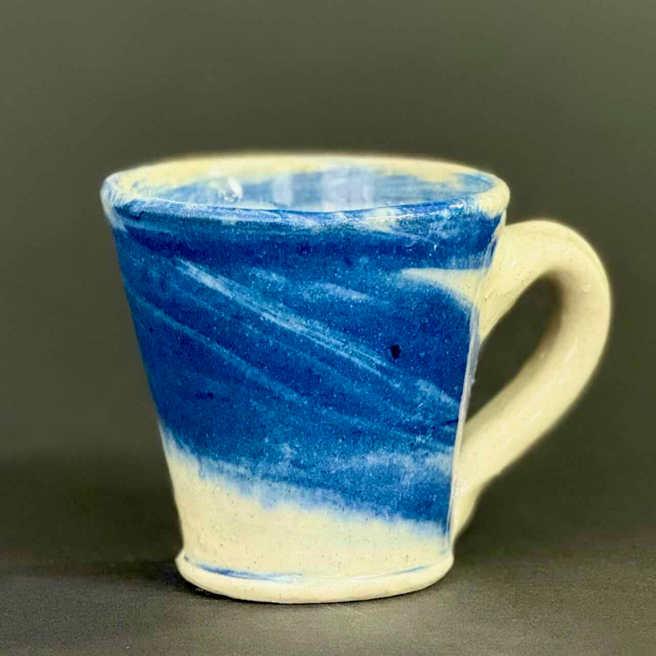 Deep Indigo and White Marbled Mugs