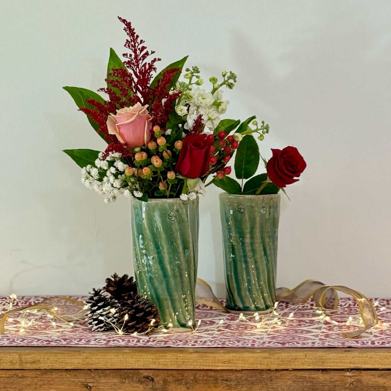 Stoneware Spiral Fluted Vase