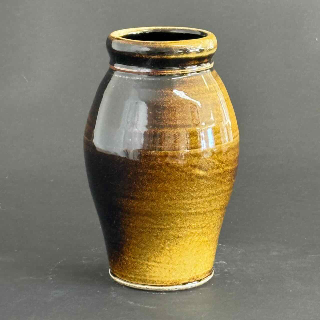 Soda Fired Staffordshire Vase, Amber Glaze