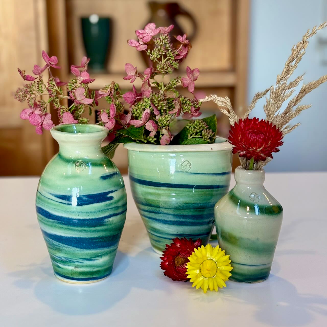Aegean Drift Marbled Vases