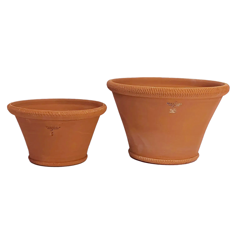 Ornamented Rim Half Pot, With Saucer, Red Terracotta