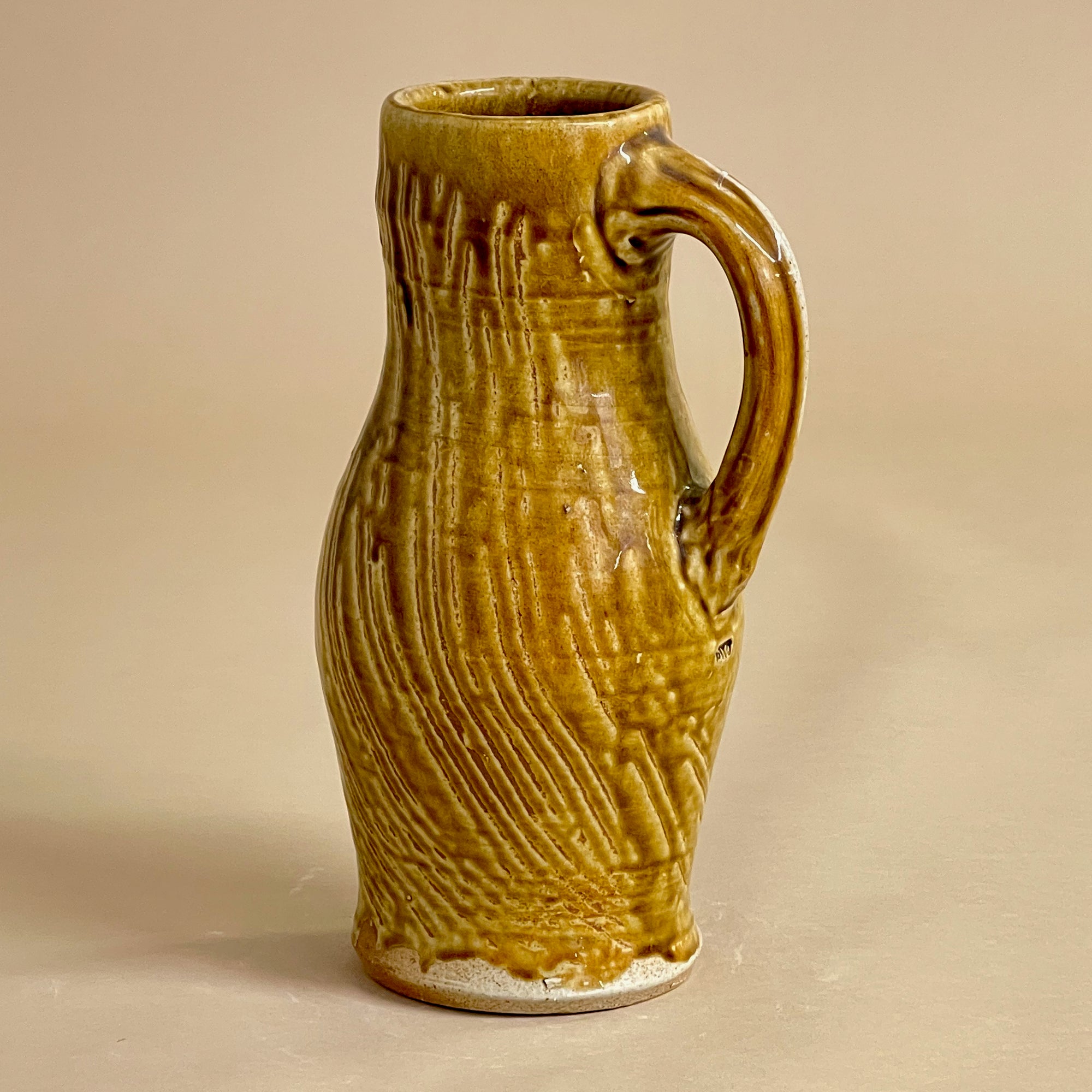 One of a Kind Amber Glazed Baluster Pitcher